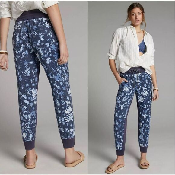 Anthropologie The Nomad Joggers Pants Navy Floral XS - Picture 1 of 5